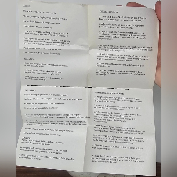 Vintage Traditions Hand Blown Glass Oil Lamp Clear White Pearl Iridescent NIB - Picture 16 of 16